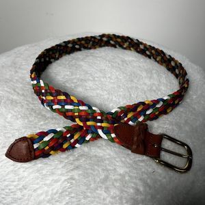Capezio Argentina Leather Rainbow Braided Multi-Color Woven Belt Womens Sz. SM